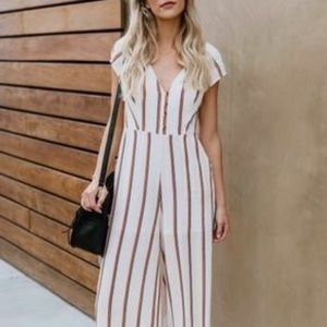 VICI Pocketed Stripe Jumpsuit